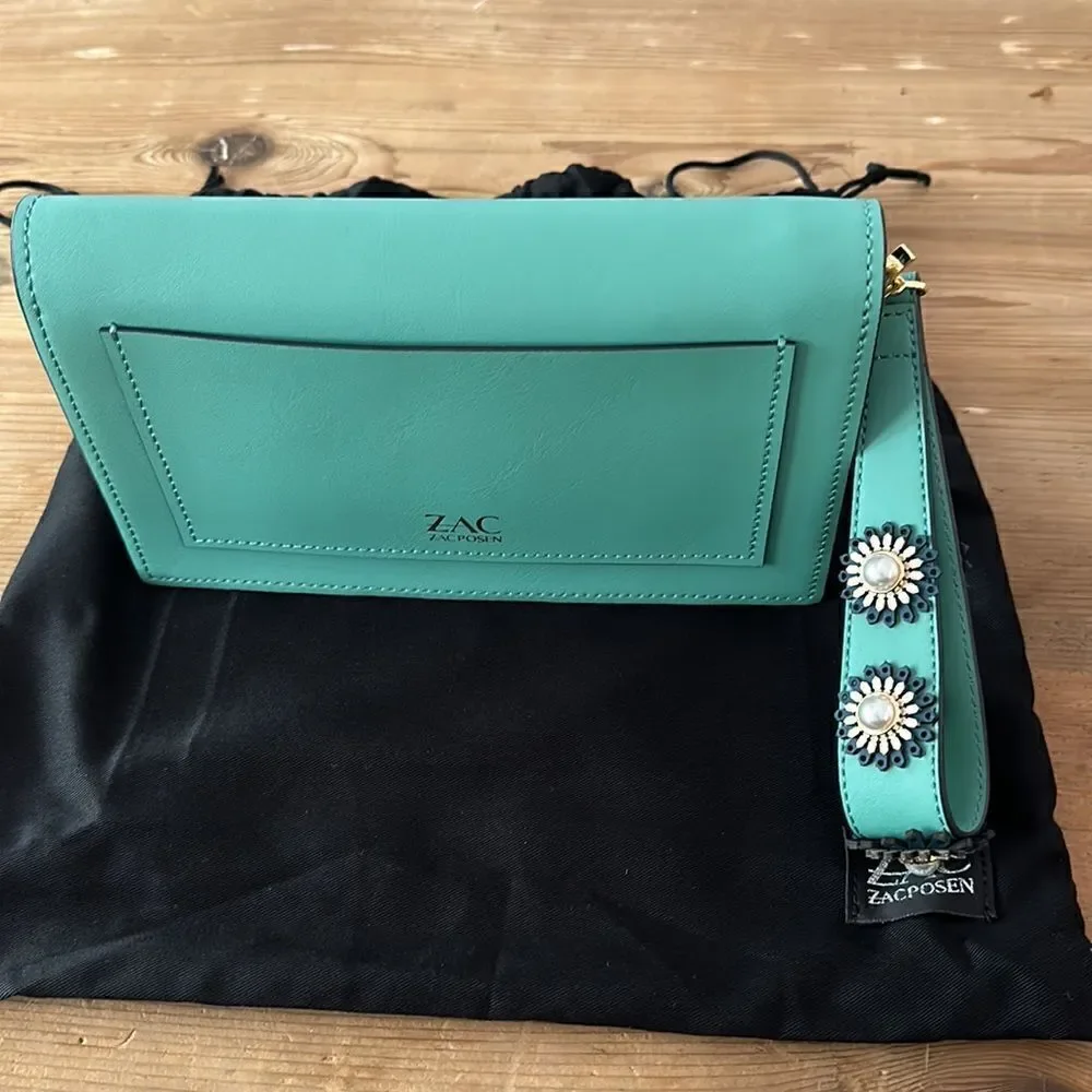ZAC POSEN Earthette Leather Clutch + Dust Bag